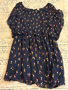 Fun & Flirt Navy Blue Polka Dot 2X Dress